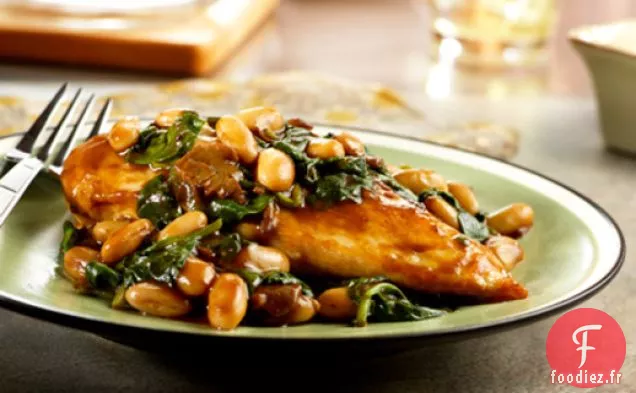Poulet Balsamique aux Haricots Blancs et Épinards