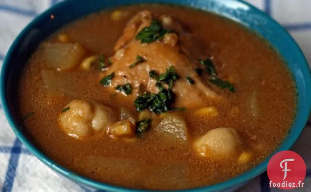 Dîner Ce soir: Soupe de Poulet Ancho aux Boulettes de Masa