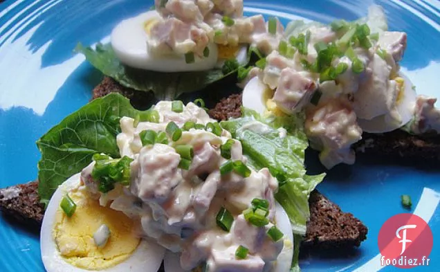 Faites cuire le Livre: Salade de Jambon Haché avec des œufs Durs