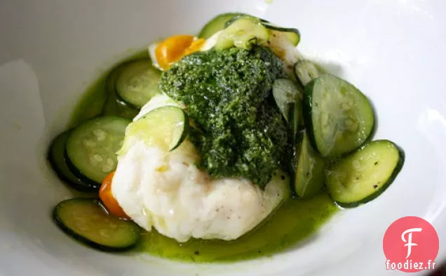 Dîner ce soir: Paquets de Morue aux Courgettes, Tomates et Pesto de Persil
