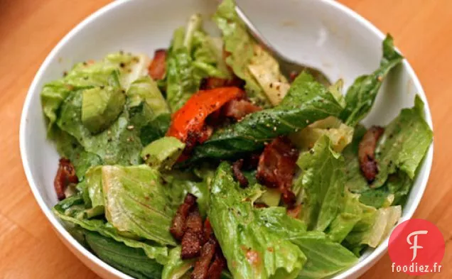 Dîner ce soir: Salade de Bacon, Laitue et Tomates avec Vinaigrette Aïoli