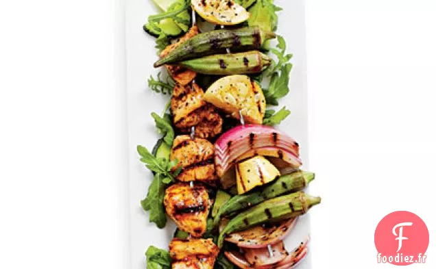 Brochettes de Poulet Grillé - Légumes