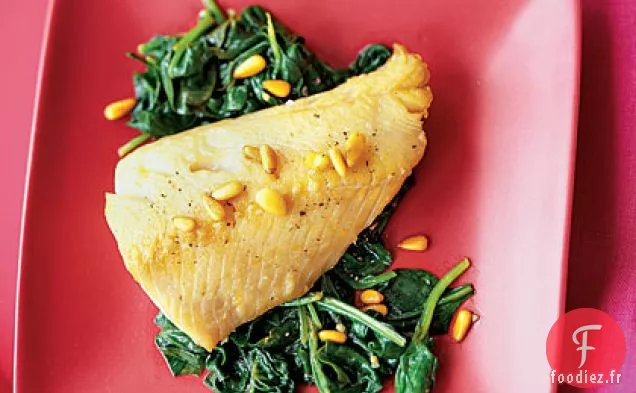 Morue Au Beurre Brun de Noix de Pin et Épinards à l'Ail