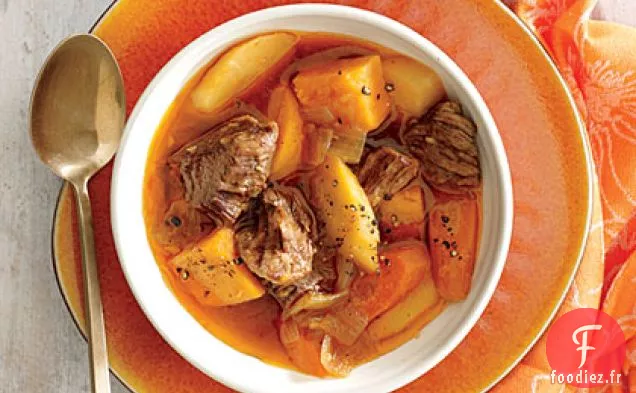 Boeuf Braisé à l'Oignon, Patate Douce et Panais