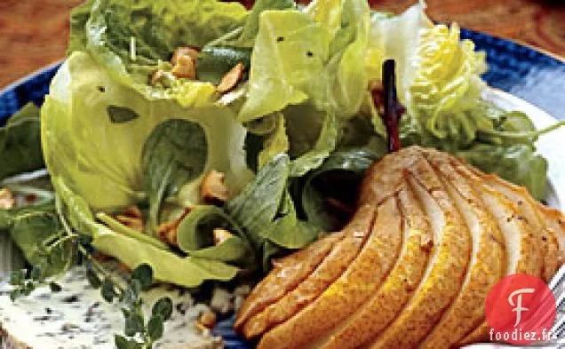 Salade de Poires Rôties au Miel et Vinaigrette au Verjus de Thym