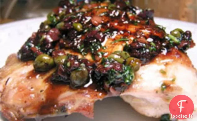 Dîner ce soir: Poulet Rôti à la Poêle avec Olives, Câpres et Vermouth