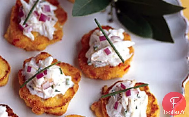 Beignets de Maïs Double à la Crème Fraîche de Crabe Dormeur