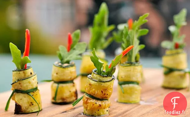 Rouleaux de Courgettes au Fromage de Chèvre et à la Menthe