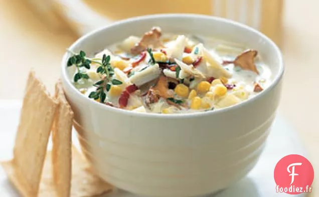 Chaudrée de Crabe et de Maïs au Bacon et aux Girolles