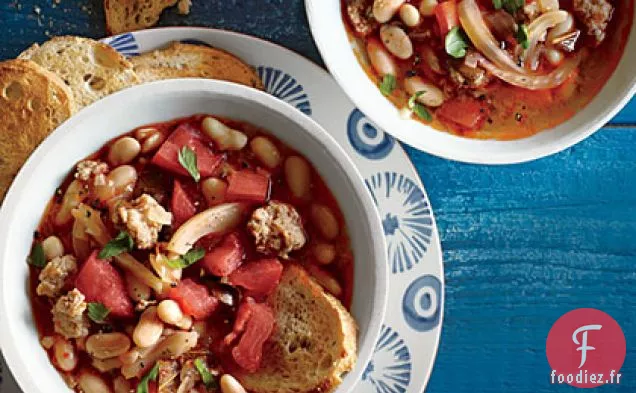 Soupe aux Haricots Blancs, à la Sauge et aux Saucisses