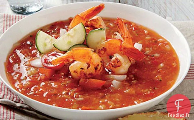 Gaspacho aux Crevettes Citron-Ail