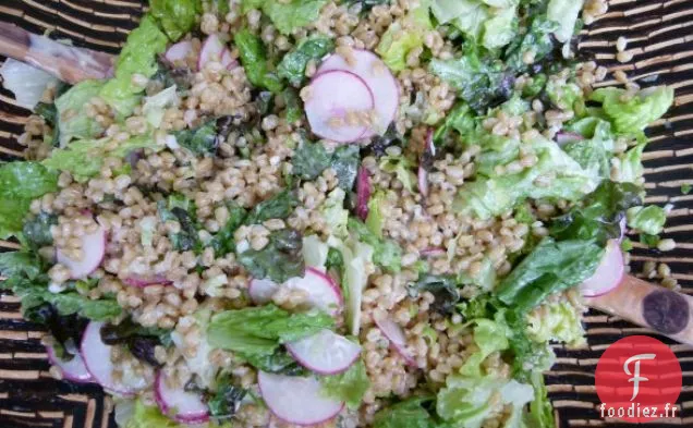 Salade De Baies De Blé Avec Vinaigrette Au Citron Et Au tahini