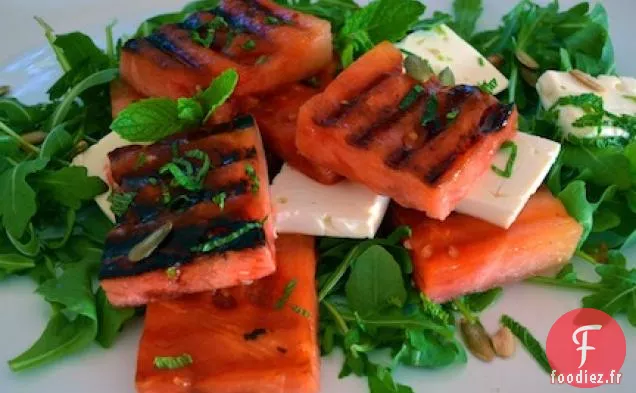 Salade De Pastèque Grillée À La Feta, menthe Et Citron Vert