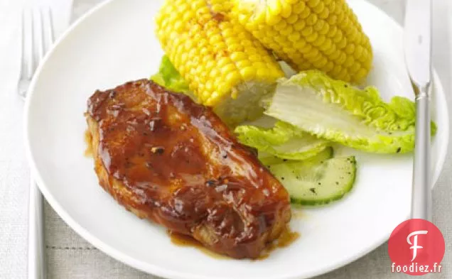 Steaks de porc BBQ au maïs fumé
