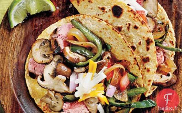 Champignons Sauvages, Steak de Flanc et Tacos Poblano