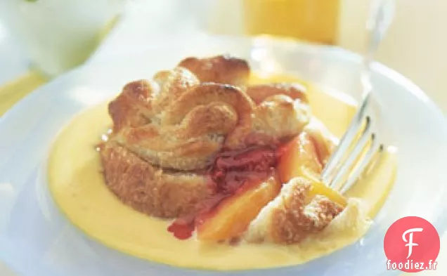 Paquets Pêche-Framboise avec Sauce à la Crème à l'Orange
