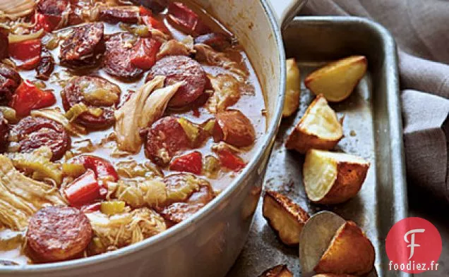 Poulet- Andouille Gumbo aux Pommes de Terre Rôties