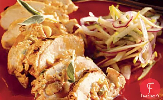 Poulet Farci au Cheddar Fumé et Salade de Pommes Vertes