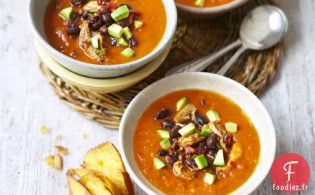 Soupe mexicaine au poulet rôti et aux tomates