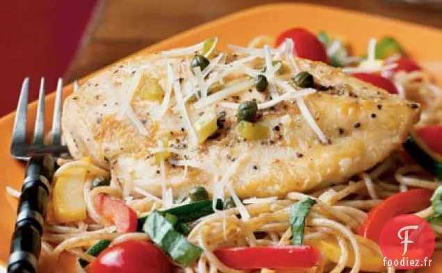 Piccata de Poulet aux Pâtes aux Légumes d'été