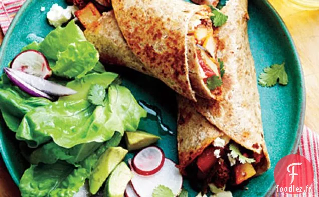 Burritos de Pommes de terre, Chorizo et Chili Vert
