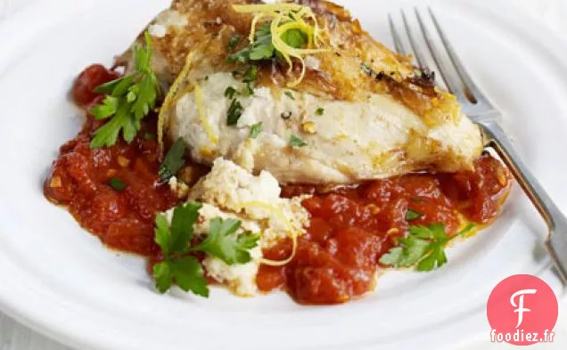 Poulet farci au citron, câpres et piment