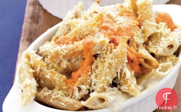 Penne aux Deux Fromages au Four avec Sauce au Poivre Rôti
