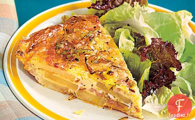 Frittata de Pommes de Terre, Poireaux et Dinde