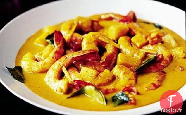 Curry de crevettes et ananas sucré et chaud