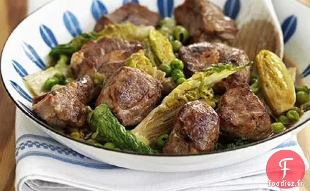 Poêlée d'agneau et de laitue