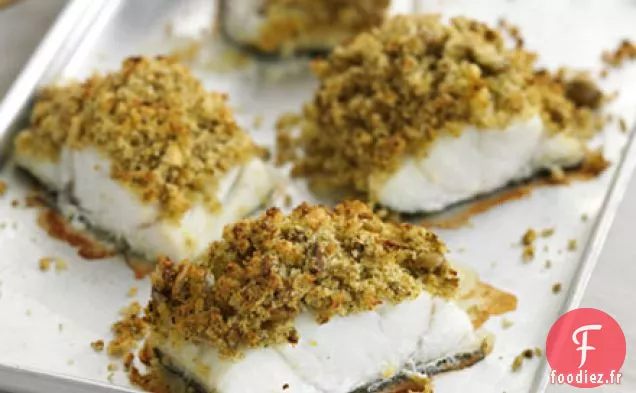 Pesto et poisson en croûte d'olives