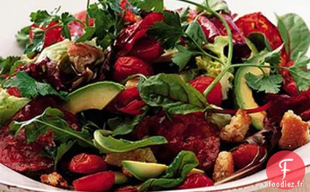 Salade chaude d'avocat au chorizo épicé