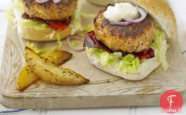 Burgers de porc aux chips d'herby