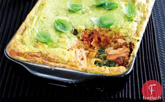 Cannellonis au saumon et aubergines au four