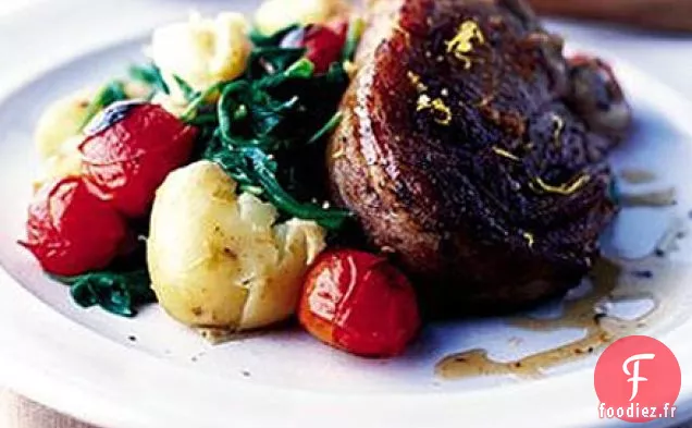 Écrasement d'agneau grillé et de pommes de terre