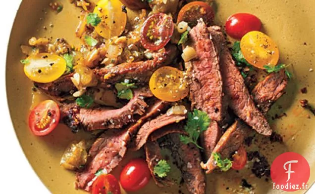 Steak de Jupe Grillé et Sauce Tomatillo Rôtie