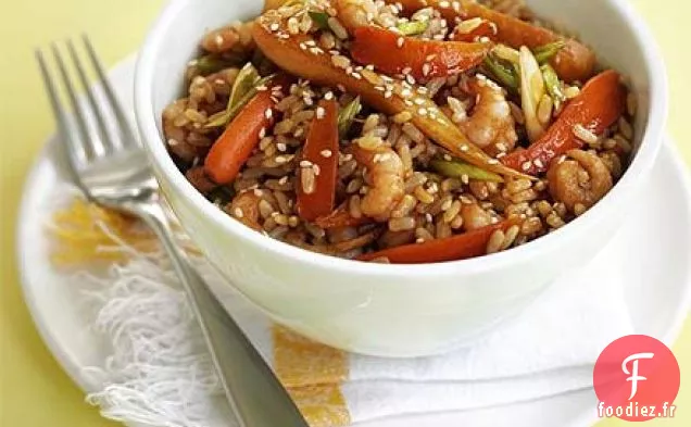 Sautés de légumes et crevettes de printemps