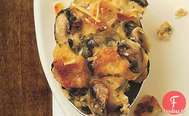 Pouding au Pain Salé aux Champignons et au Parmesan