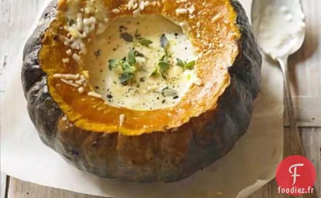 Potiron rôti à la crème, thym et parmesan