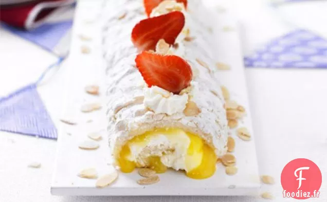 Roulade meringuée aux amandes et au citron