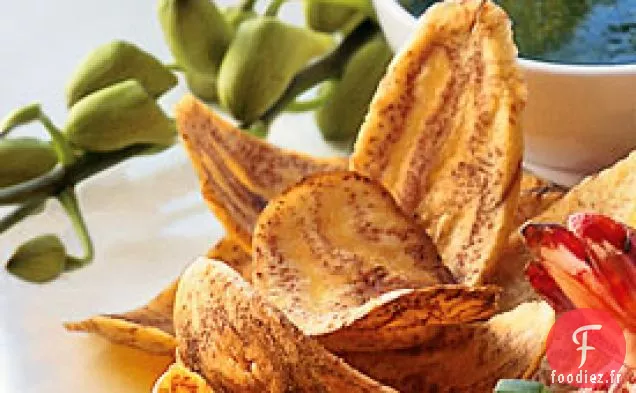 Chips de Plantain avec Trempette à la Coriandre Tiède