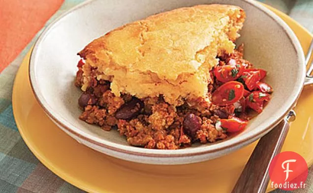 Tarte au Fromage Chili à la Dinde avec Croûte de Semoule de Maïs