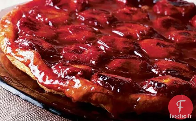 Tarte tatin aux prunes et massepain
