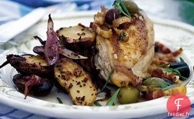Poulet à l'estragon, à l'ail et aux olives