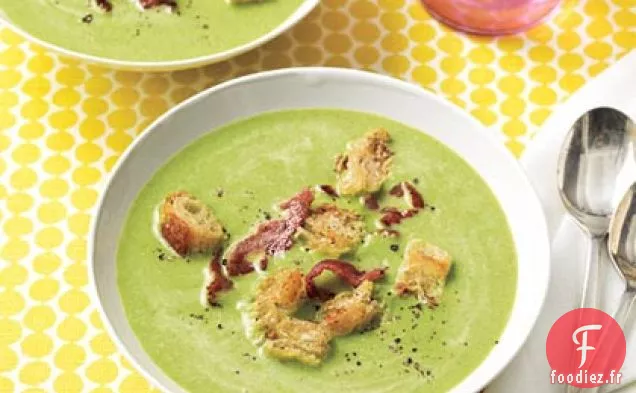 Soupe de Pois de Printemps au Jambon Frisé