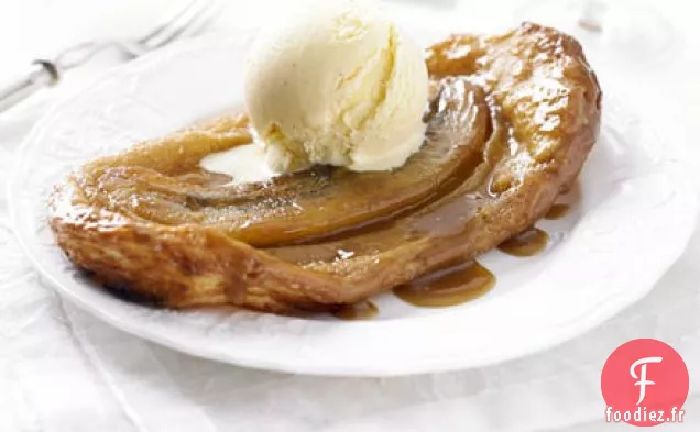 Tatins de banane au caramel salé et glace à la crème fraîche