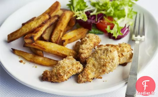 Pépites de dinde au fromage avec chips fumantes