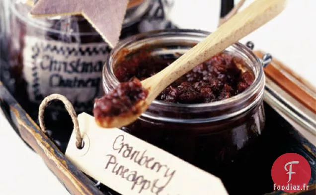 Chutney aux canneberges, ananas et dattes