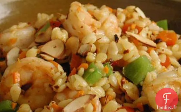 Crevettes et Orzo Pilaf