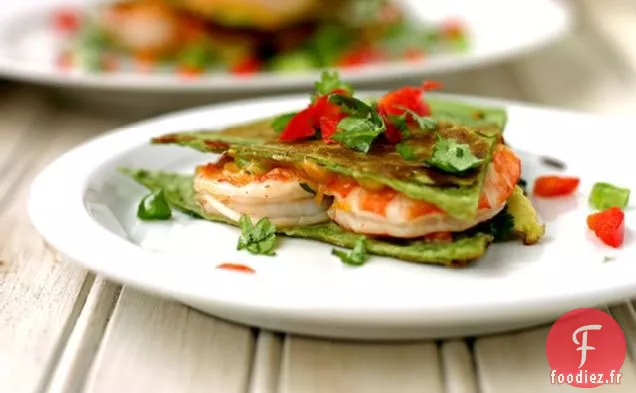 Quesadillas Épicées aux Crevettes et à l'Avocat